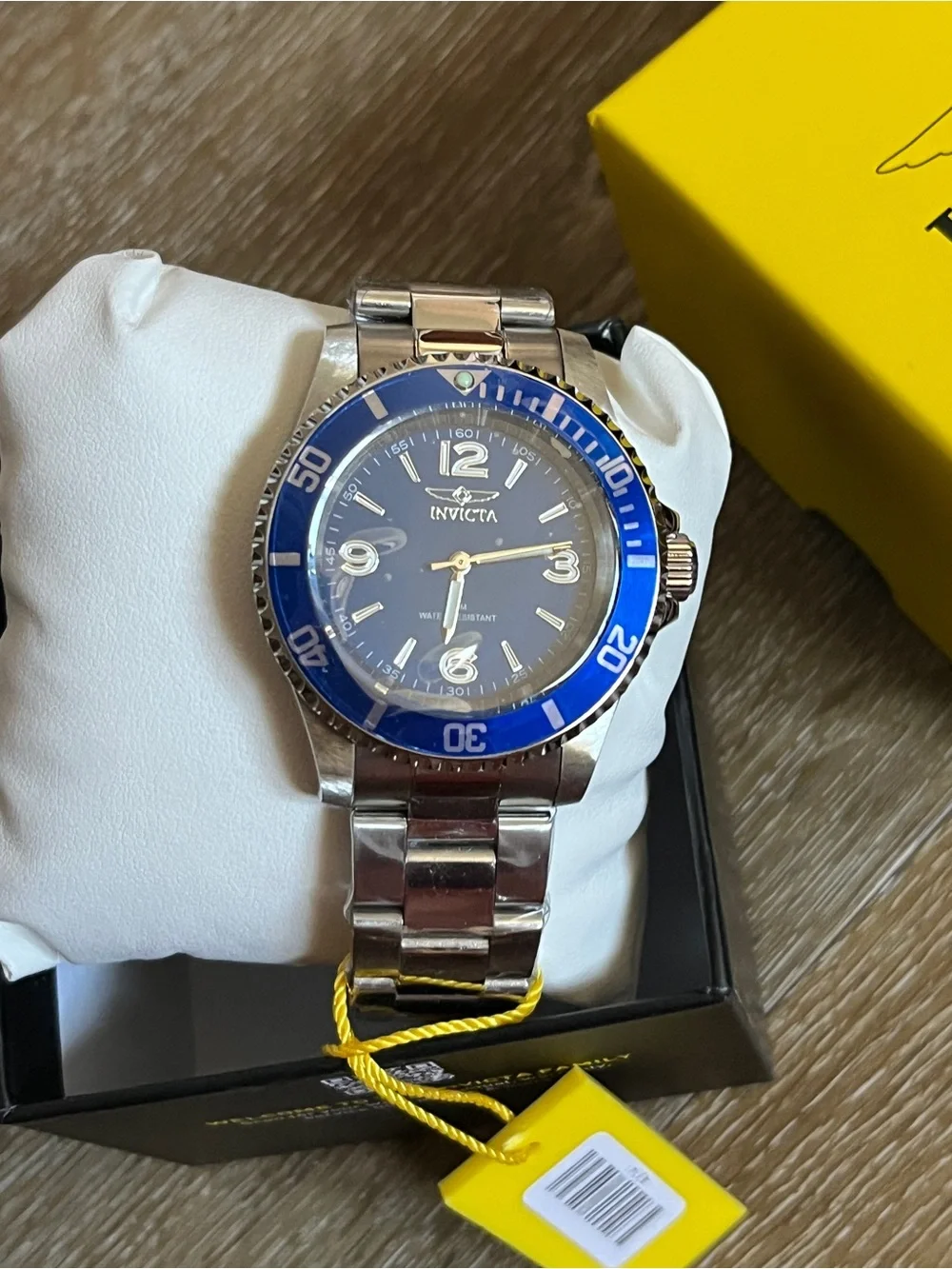 Invicta Men's Silver Watch with Blue Dial